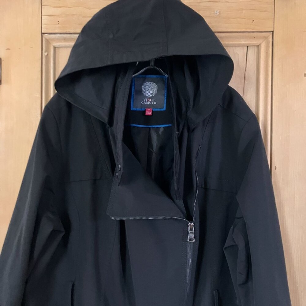 Vince Camuto Womens Removable Hood NO BELT Rain Jacket Size 3X Black SP NWOT - Picture 3 of 12